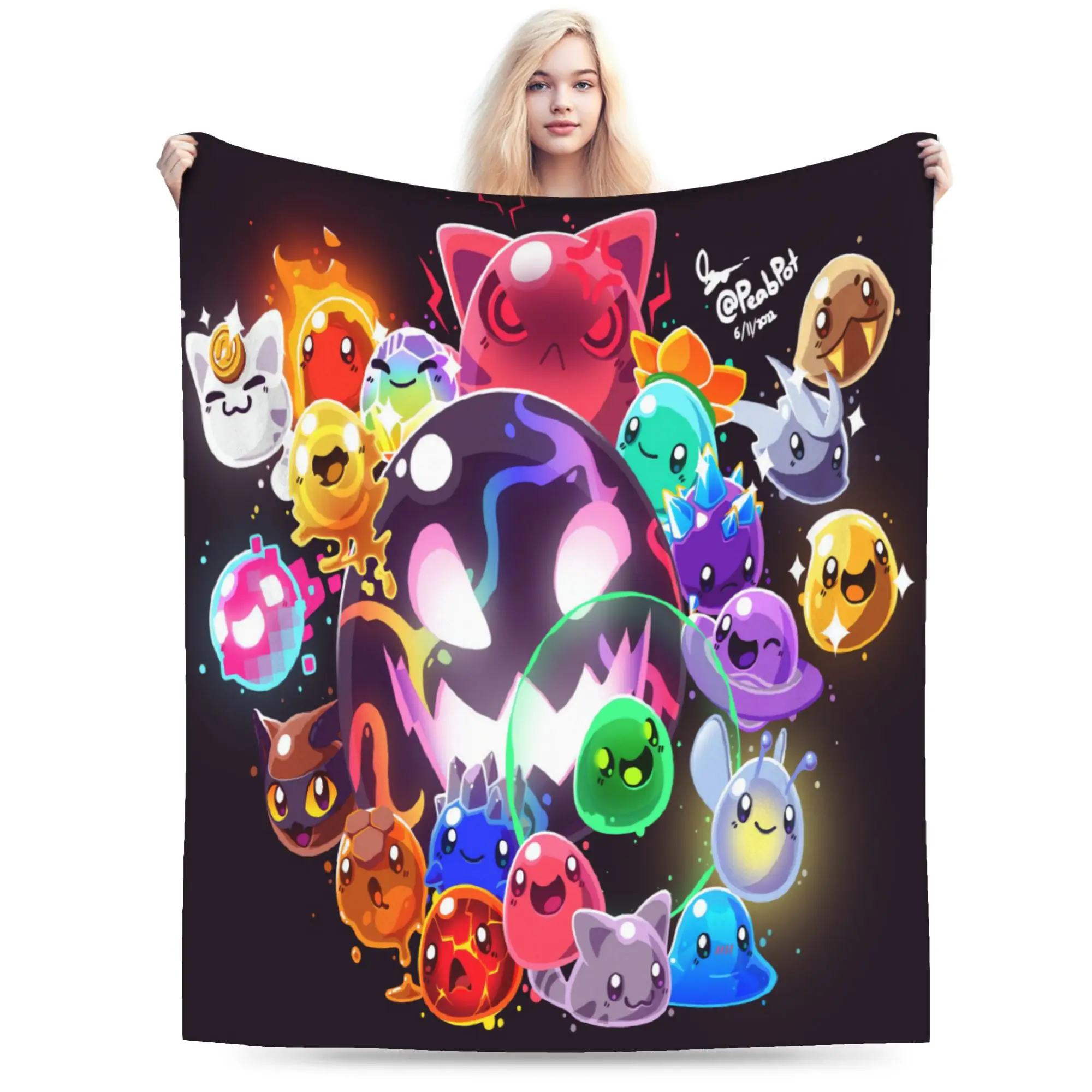 Warm Blanket Kids Adult Travel Warm Orange Slime Rancher Throw Blanket  Flannel Bedspread For Bedroom Print Sofa Bed Cover