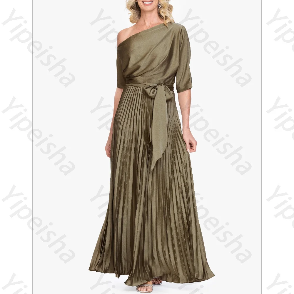 

Customized One-shoulder Half Sleeves Draped Evening Dresses Elegant Backlecss Celebrity Dress Sexy High Quality Prom Party Gowns