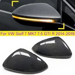 For VW GOLF 7 MK7 MK7.5 R GTI 2014-2019 Real Carbon Fiber Car Replacement Rearview Side Mirror Wing Cover Cap Exterior Case Trim