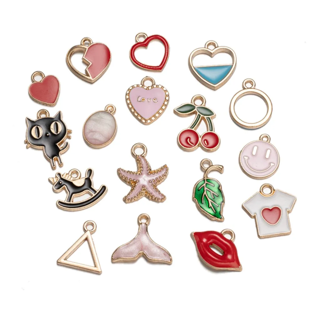 20Pcs Colorful Enamel Mixed Multiple Styles Charm Pendants for DIY Bracelet Necklace Jewelry Making Accessories Wholesale