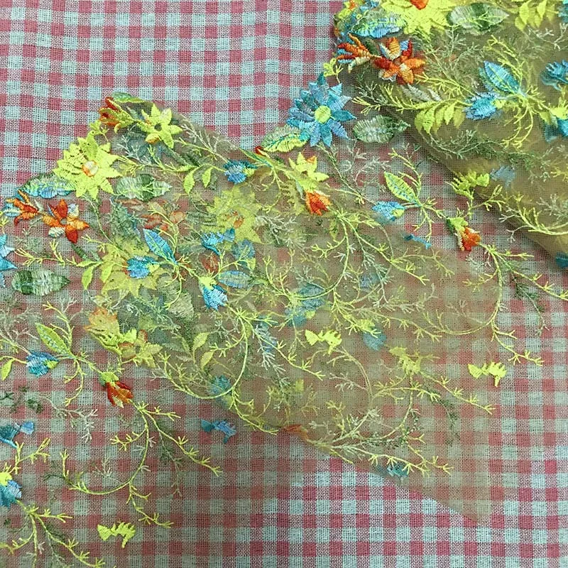 

20 ярдов винтажная вышивка из тюля с кружевной отделкой DIY бюстгальтер швейные аксессуары красочные вышитые сетчатые кружева для платья иглы