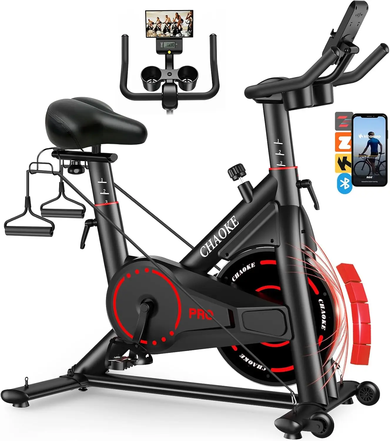 Exercise Bike, Quiet Adjustable Magnetic Stationary Bike for Home Cardio with App Compatible, 350LB Weight Capacity Indoor Cycling Bike with Comfortable Seat, Digital Display for Home Fitness
