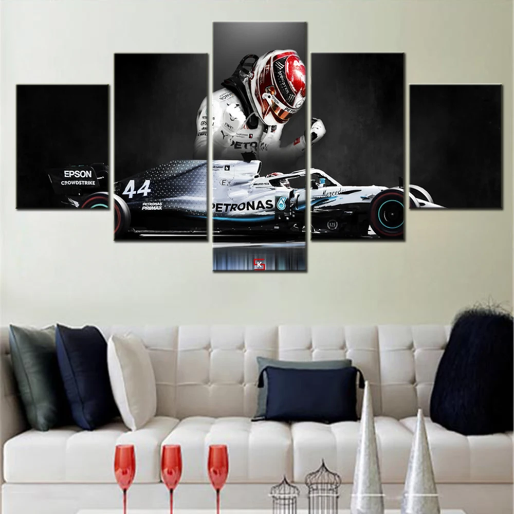 

5 Pieces Wall Art Canvas Poster Racing Car Petronas Formula 1 Wallpaper Painting Living Room Bedroom Mural Home Decoration