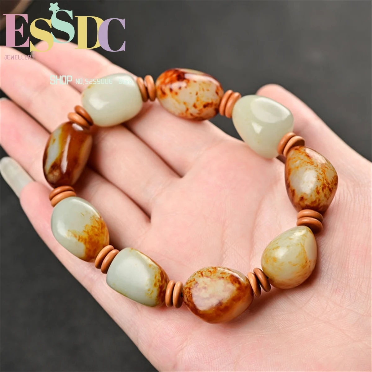 Wholesale Of Natural Xinjiang Hetian Jade Seed Material For Men And Women's Jujube Red Skin With Original White Bracelet Gift