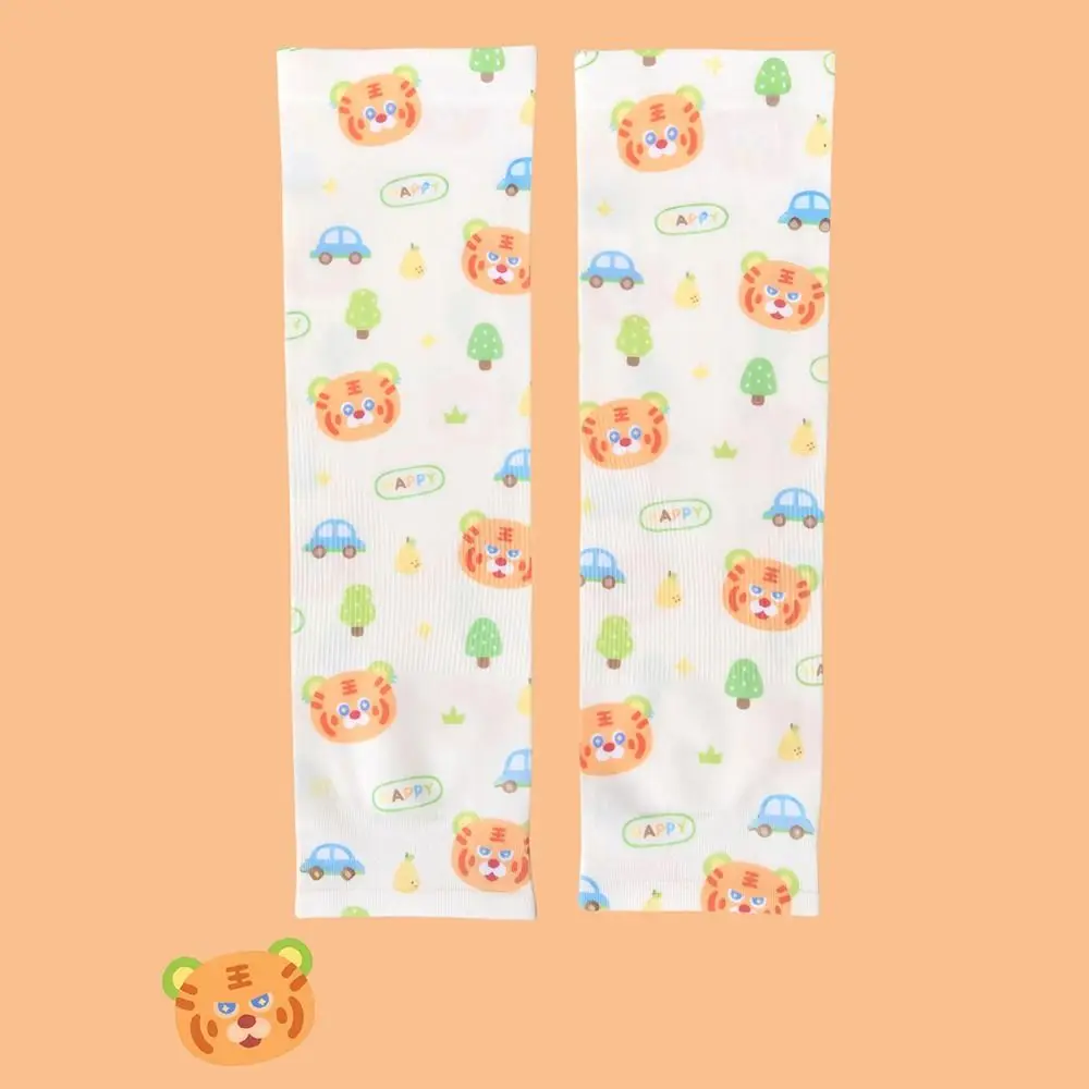Sun Protection Kids Arm Sleeves Thin Anti-UV Boys Girls Sunscreen Gloves Cartoon UPF50+ Summer Cooling Mittens Outdoor Sports
