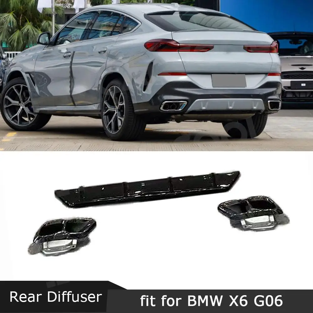 ABS Rear Bumper Lip Diffuser Splitter Exhaust Muffler Tips Car Body Kits For BMW X6 G06 LCI Sport 2023+ Decoration Accessories