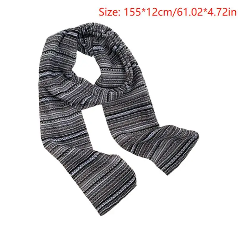 Syal Rajut Vintage Motif Garis-garis Aneka Warna, Penghangat Leher Musim Gugur Musim Dingin, Syal Bulu Halus Pria Wanita, Syal Dua Sisi Trendi, Hiasan Hadiah