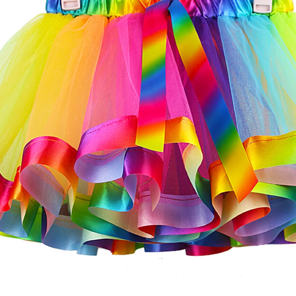 

Rainbow Tulle Skirt Tutu Skirt Gradient Color Dress Size L for Girls Cosplay Costume Parties Ballet Performance Rainbow Princess