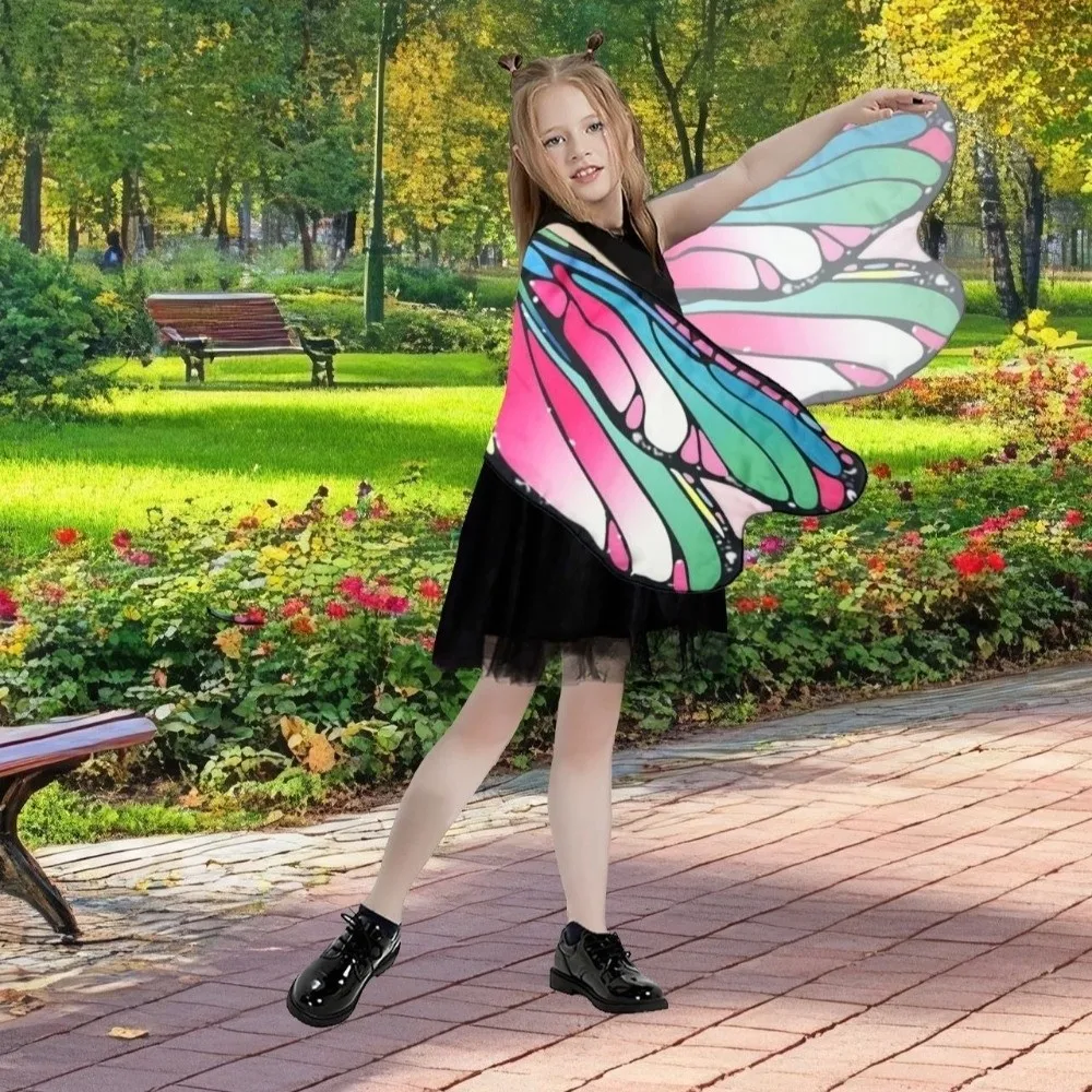 다채로운 어린이 나비 날개 의상 코스프레 의상 DIY 장식 망토 나비 멋진 드레스 요정 망토 크리스마스 할로윈