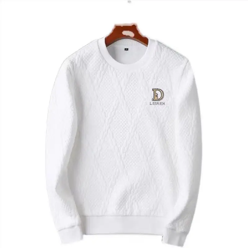 Men's Clothing Spring and Autumn Round Neck Warm Sweater Trendy Brand Hot Drilling Base Shirt Top Loose Long Sleeve T-Shirt