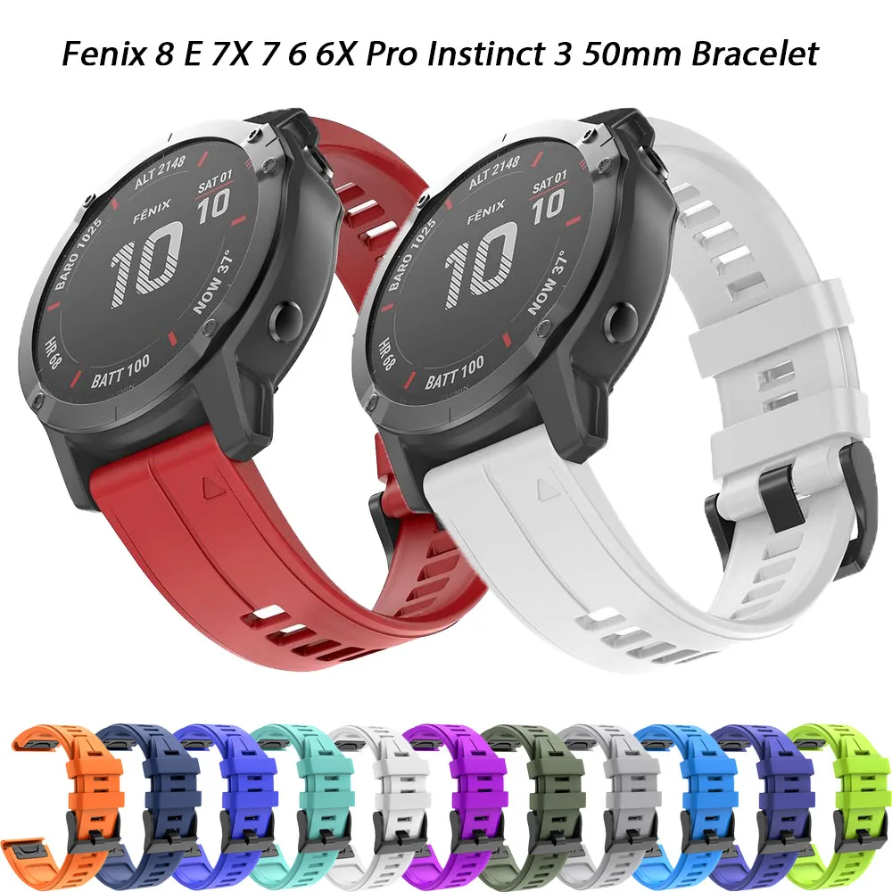 QuickFit Silicone Strap for Garmi Fenix 8 E 7X 7 Women 6 6X Pro Bracelet Wrist Instinct 3 50mm 5X 5 Plus Sapphire 22 26mm Band