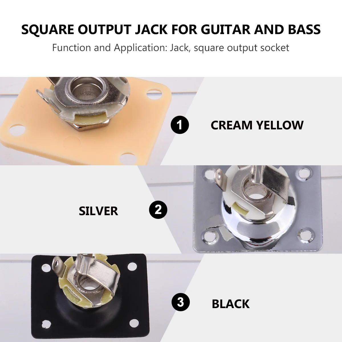 

3 Sets Jack Accessories Electric Guitar Square Shaped Socket Durable Parts Precision Workmanship Bass Sockets Supply