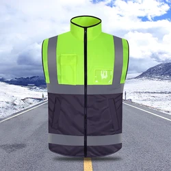 Reflective Safety Vest High Visibility Multi Pockets Construction Man Working Clothes Motorcycle Night Riding Fluorescent Vest