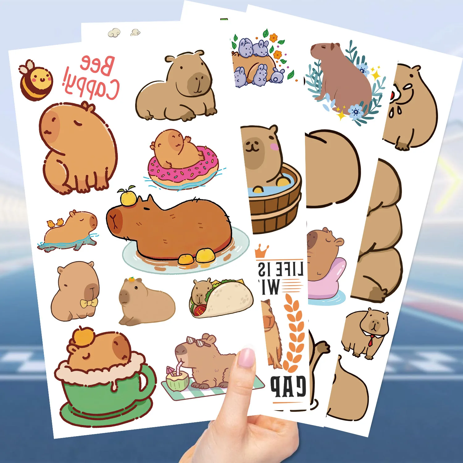 一時的な入れ墨のステッカー,面白い漫画,モルモット,腕の顔,ボディーアート,子供,誕生日プレゼント,1セットあたり10個