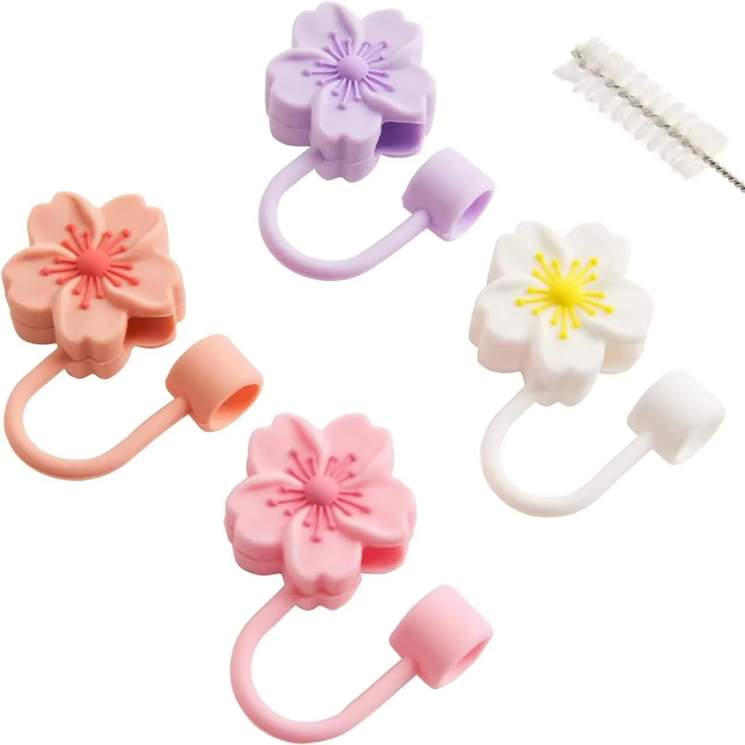 - Recyclable Silicone Flower Straw Toppers Dust-Proof Plug Cap for  Decorations and Promotional Supplies