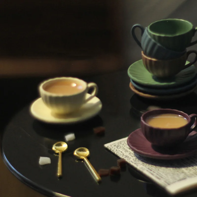 3pcs/set 1:12 Dollhouse Mini Furniture Model DIY Accessories Coffee Cup Saucer Spoon