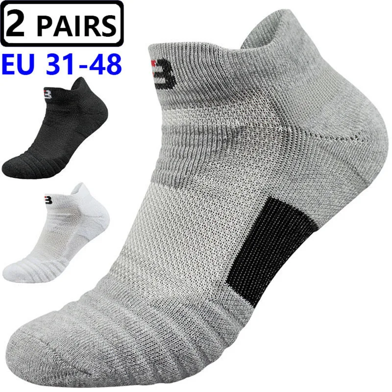 2 Pairs/Mens Socks Extra Big Size45-48 Practical Cotton Men Sports Professional Running Socks Breathable Casual Ankle Socks Male