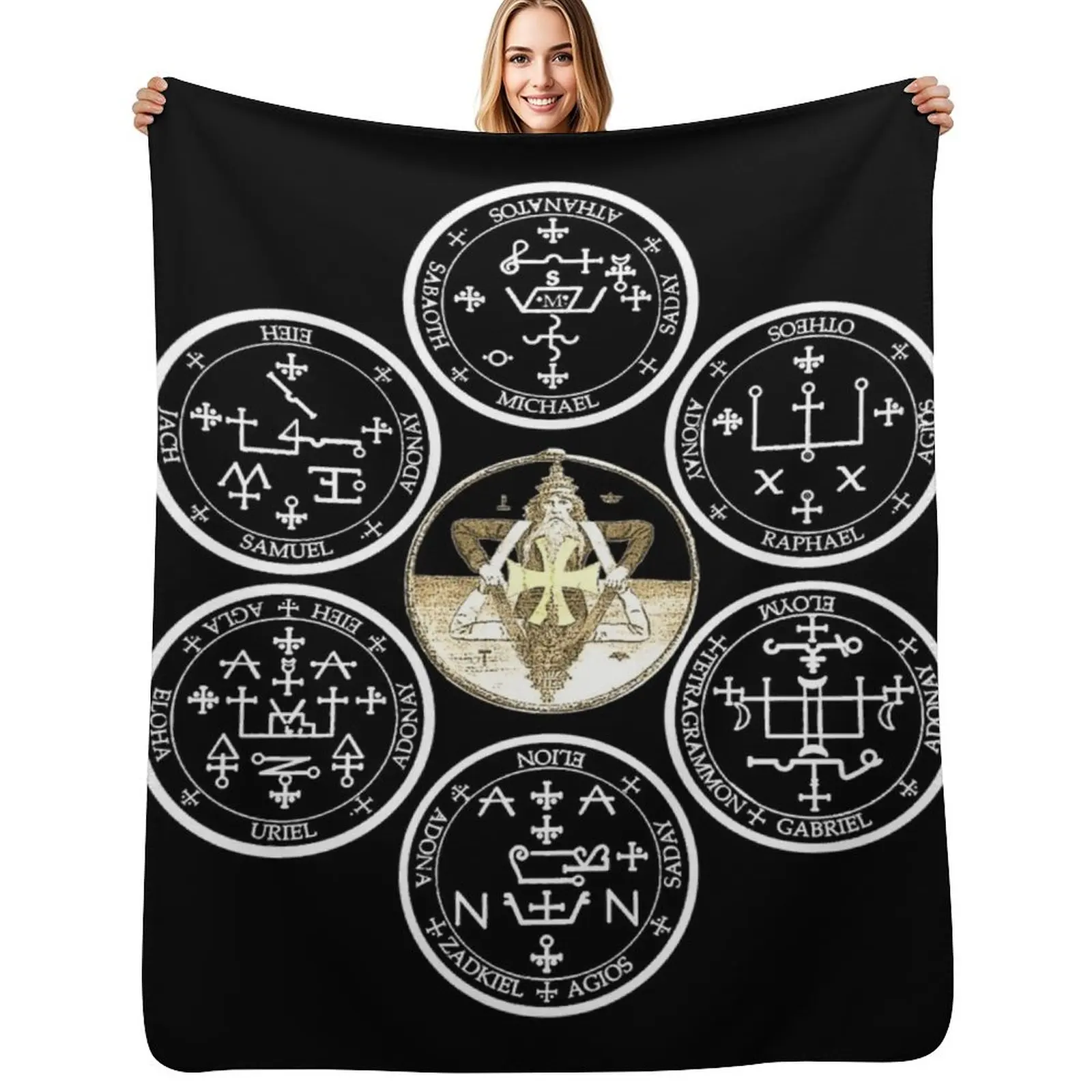 The Seven Archangel Sigils - Solomon's Seals Archangel Seals Sigils Throw Blanket Breathable Lightweight Blanket for Adults Kids