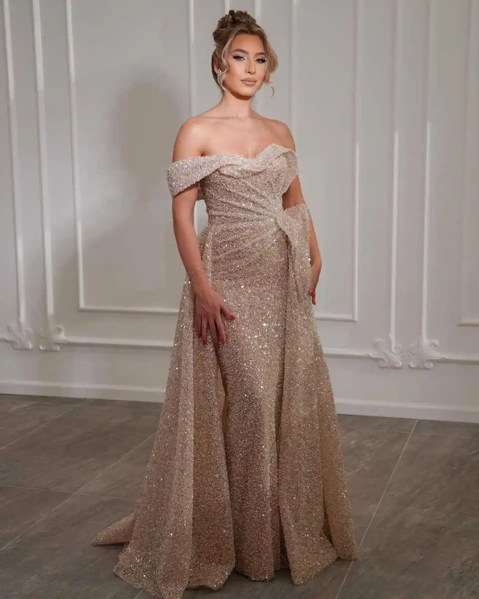 Robe de Soirée de Forme Trapèze à Paillettes pour Femme, Tenue de Bal Personnalisée