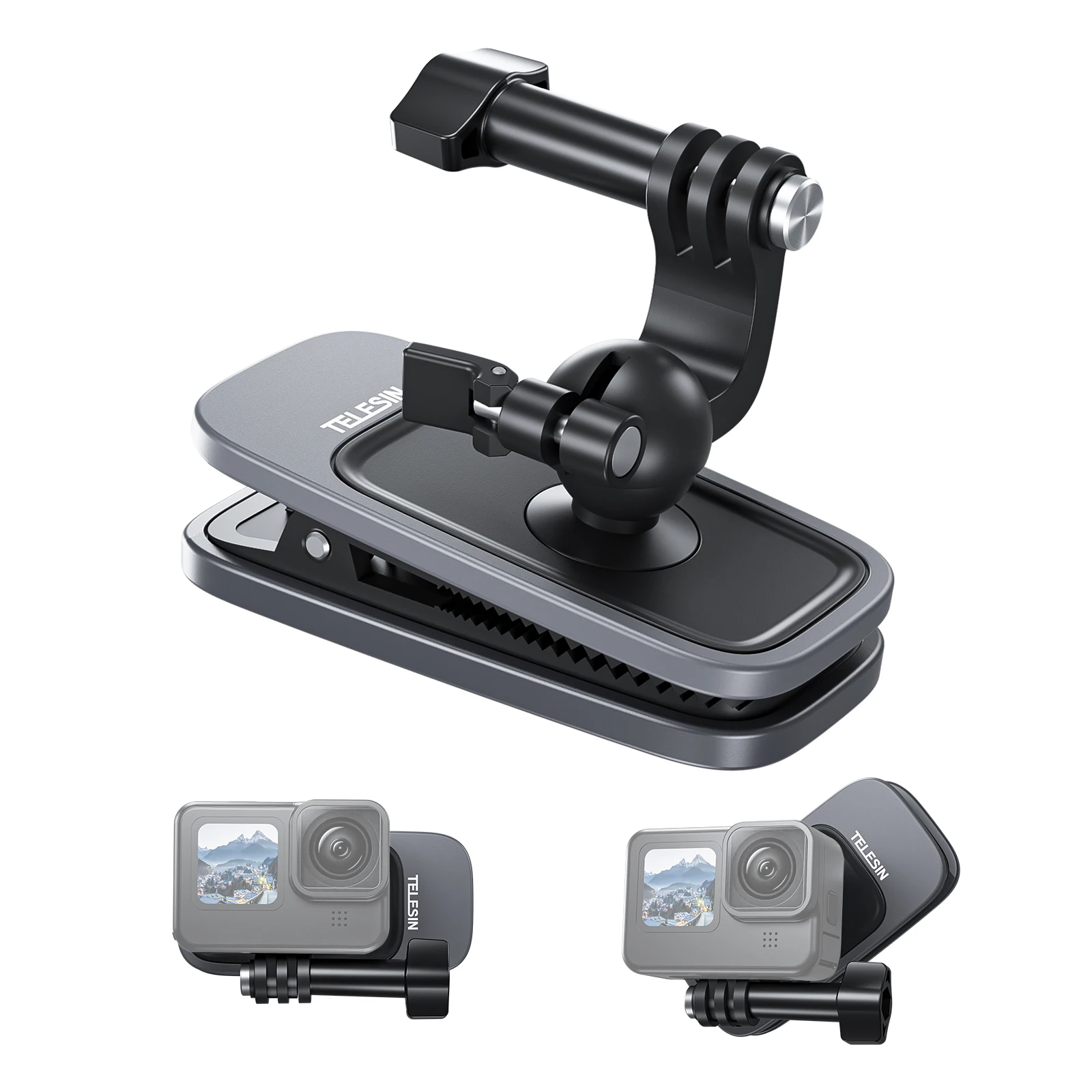 

TELESIN 360° Rotation Backpack Clip Clamp Mount for GoPro Hero 13 12 11 10 9 8 7 Insta360 DJI Action Camera Accessories