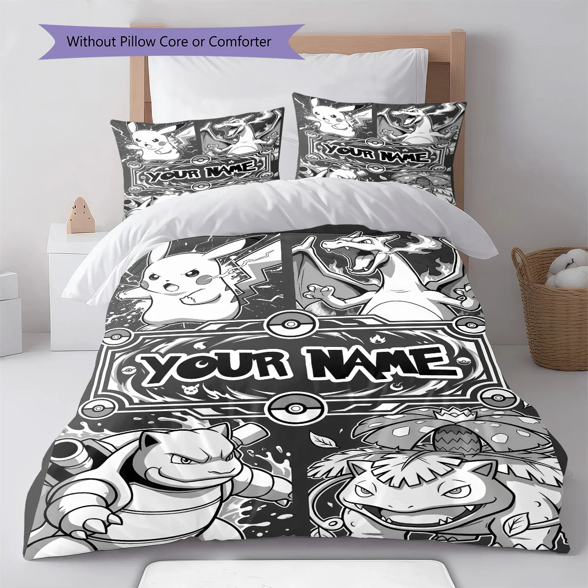 Pokemon Custom Personalized Bedding Set Duvet Cover Pillowcase Soft Bedroom Home Decor Anime -QJY
