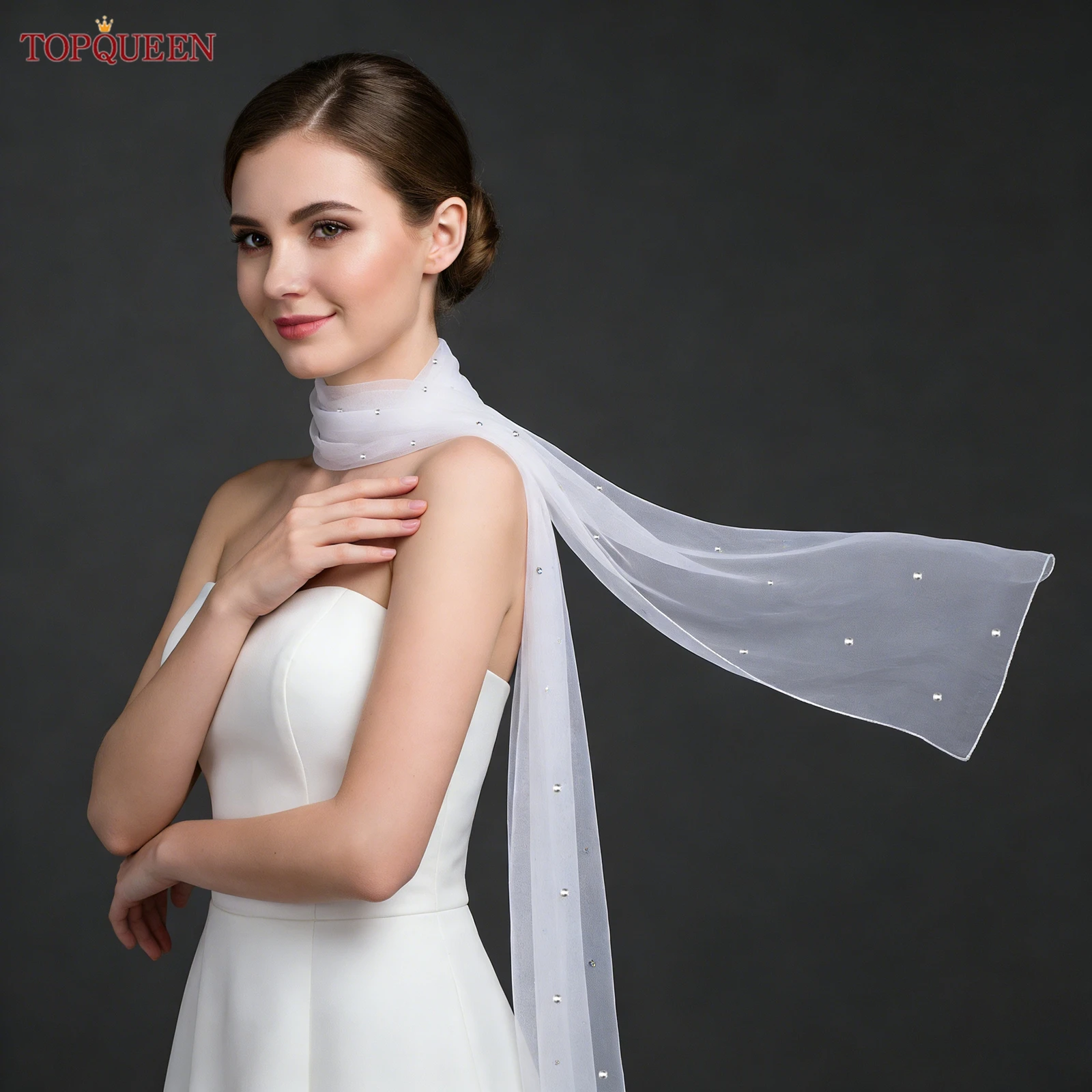 

TOPQUEEN свадебное фатиновое болеро De Fiesta Mujer свадебное Capa Chal Mujer Boda со стразами и кристаллами настраиваемая VG91A