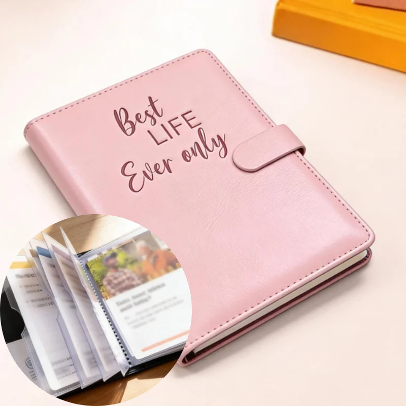 A6 Budget Binder Notebook PU Leather Binder Magnetic Manual Cash Organizer For Savings & Bills