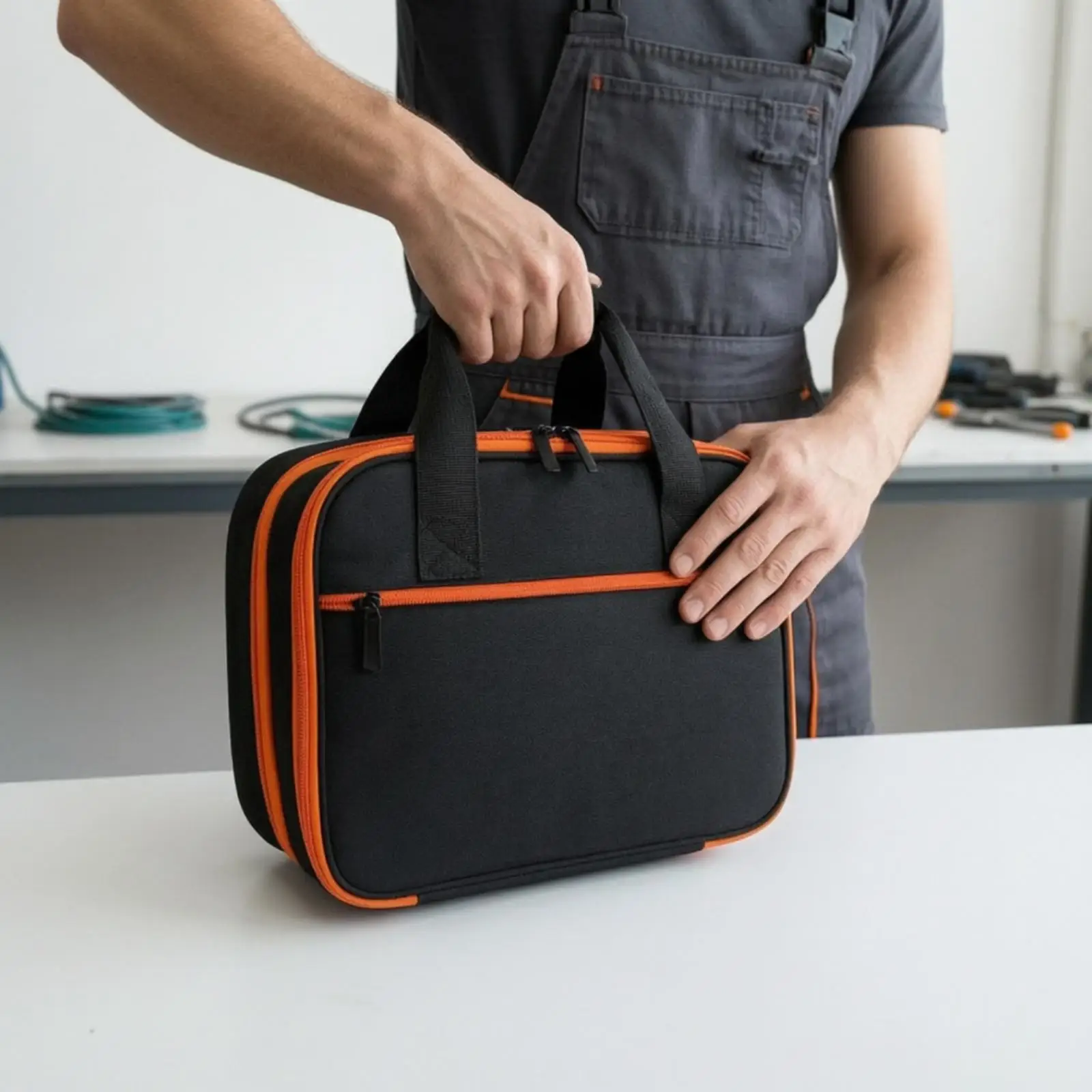 Portable Electrical Testing Tool Storage Case Cushioning Multimeter Organizer Case Compact for Electricians, Technicians,