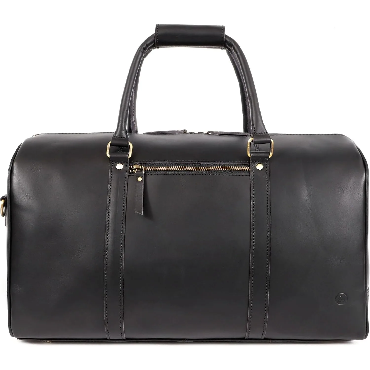 Premium Full-Grain Leather Duffle Bag for Men & Women | 20-Inch Handcrafted Weekender Travel Bag with Multiple Pockets & Compartments (Black)