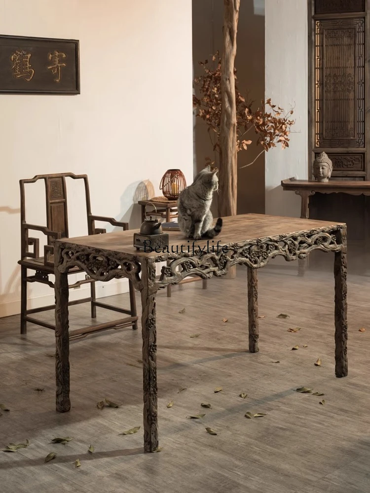 -* Mesa de caligrafía antigua de productos antiguos chinos Ming y Qing objetos antiguos clásicos pera