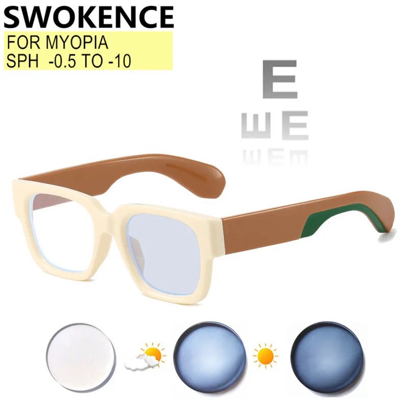 

модная большая оправа prescription очки мужчины женщины индивидуальный для близорукости и астигматизма сфера -0.25 до -10 цилиндр -0.25 до -2.0 линзы блокирующие синий свет или фотохромные F535