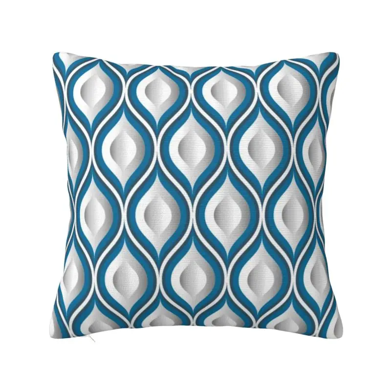 Custom Geometric Tile  Square Pillow Case Home Decorative 3D Double Side Print Peach And Blue Cushion Cover for Living Room