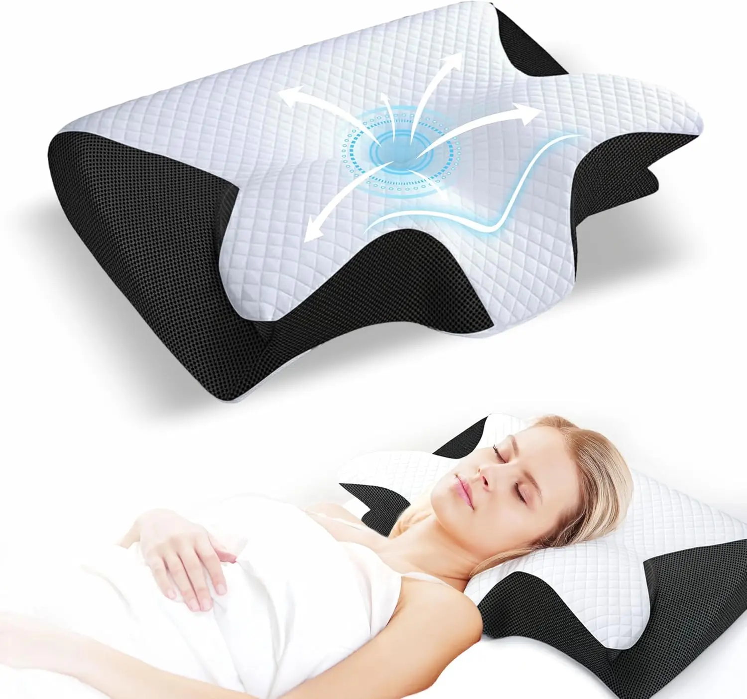 

Memory Foam Cervical Neck Pillow for Adults – Ergonomic Support for Side, Back & Stomach Sleepers