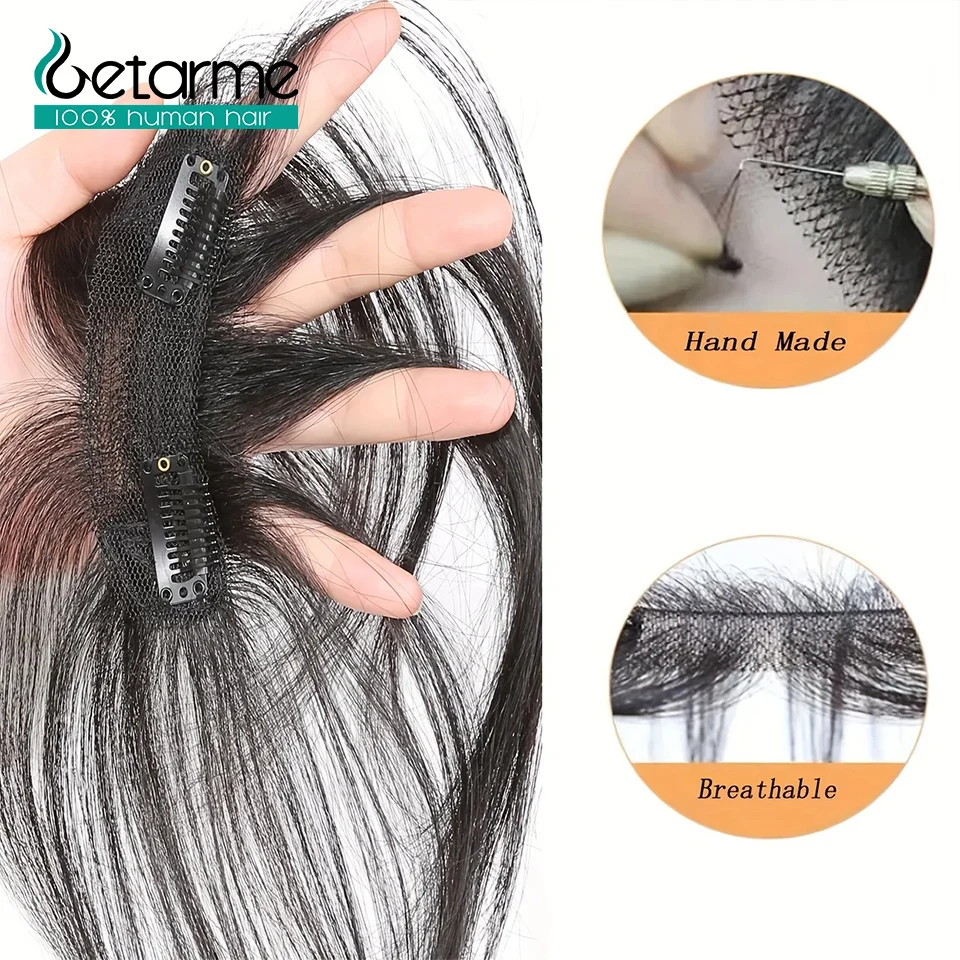 Hair Bangs With Sideburns Human Hair Clip In Hair Extensions Elegant Natural Looking For Daily Use Hair Accessories