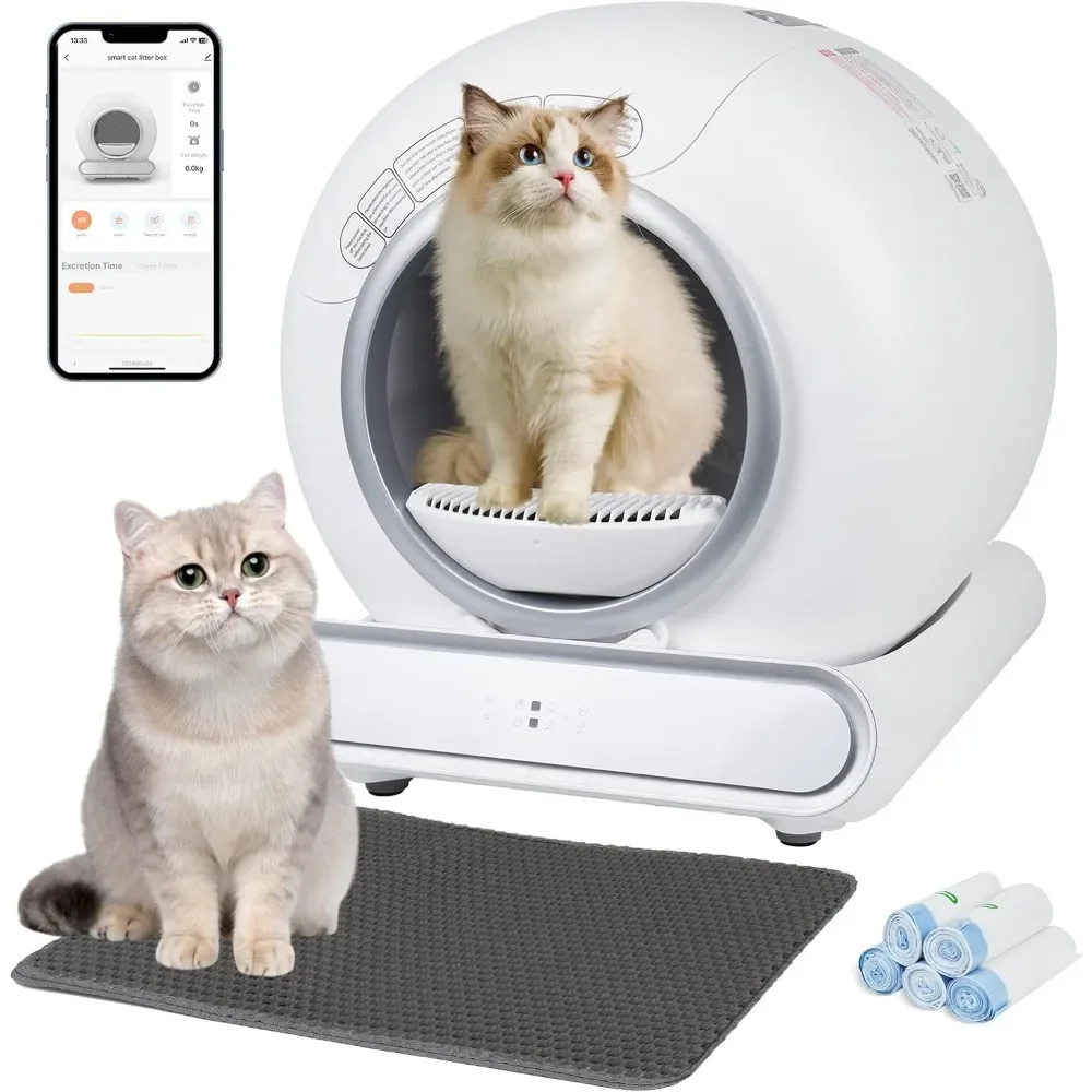 Weight Monitoring & Remove Odor 65L+9L Large Capacity Cats' Sandbox New Model Automatic Cat Litter Box APP Control Pets Toilet