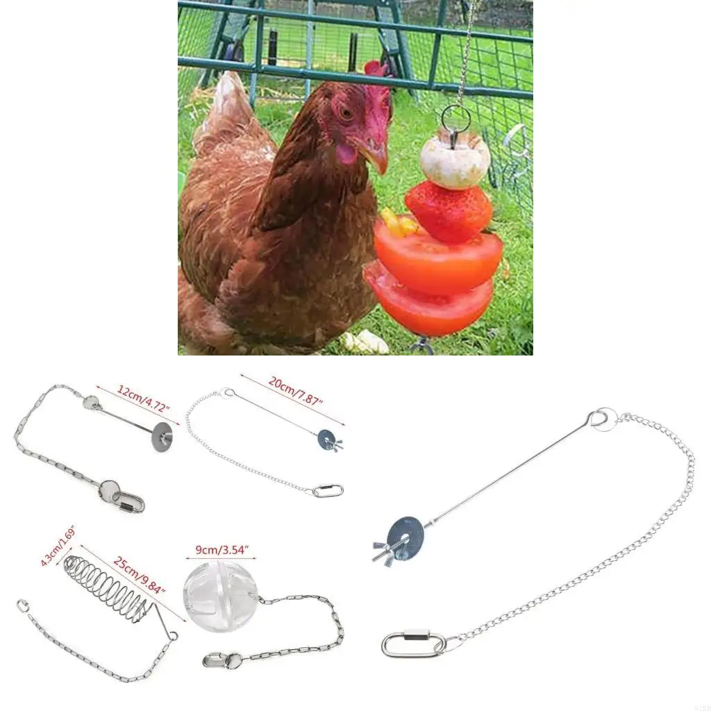 62KD Rustproof Metal Hanging Bird Feeders Skewers Chicken Vegetable Fruit Holders Foraging Enrichment Toy For Pet Poultry