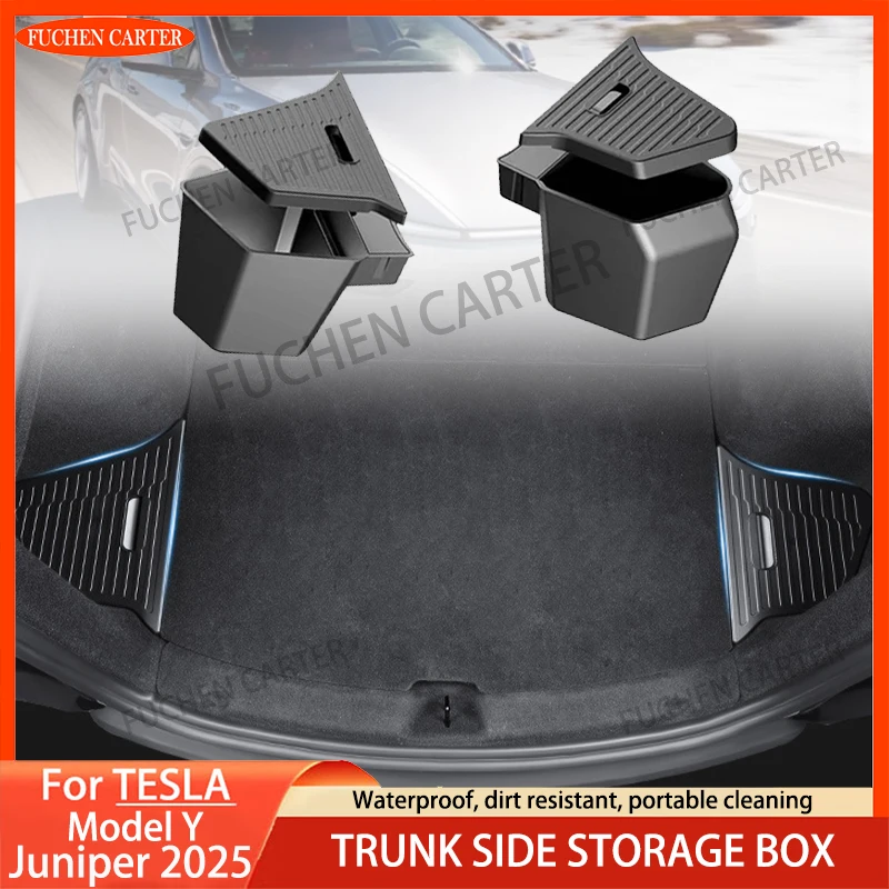 

Для Tesla Model Y Juniper Органайзер для багажника Боковой ящик для хранения Органайзер для багажника Флокированный коврик из ТПЭ против грязи 2025 Автомобильные дорожные аксессуары
