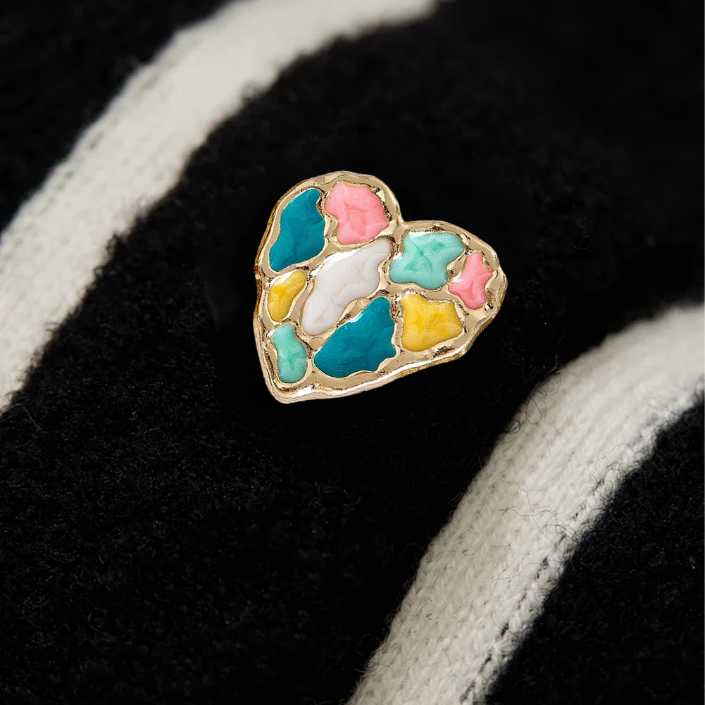 Creative Love Heart Point Oil Metal Buttons Leather Trench Coat Decorative Buttons Suit Jacket Cardigan Colour Blocking Buttons