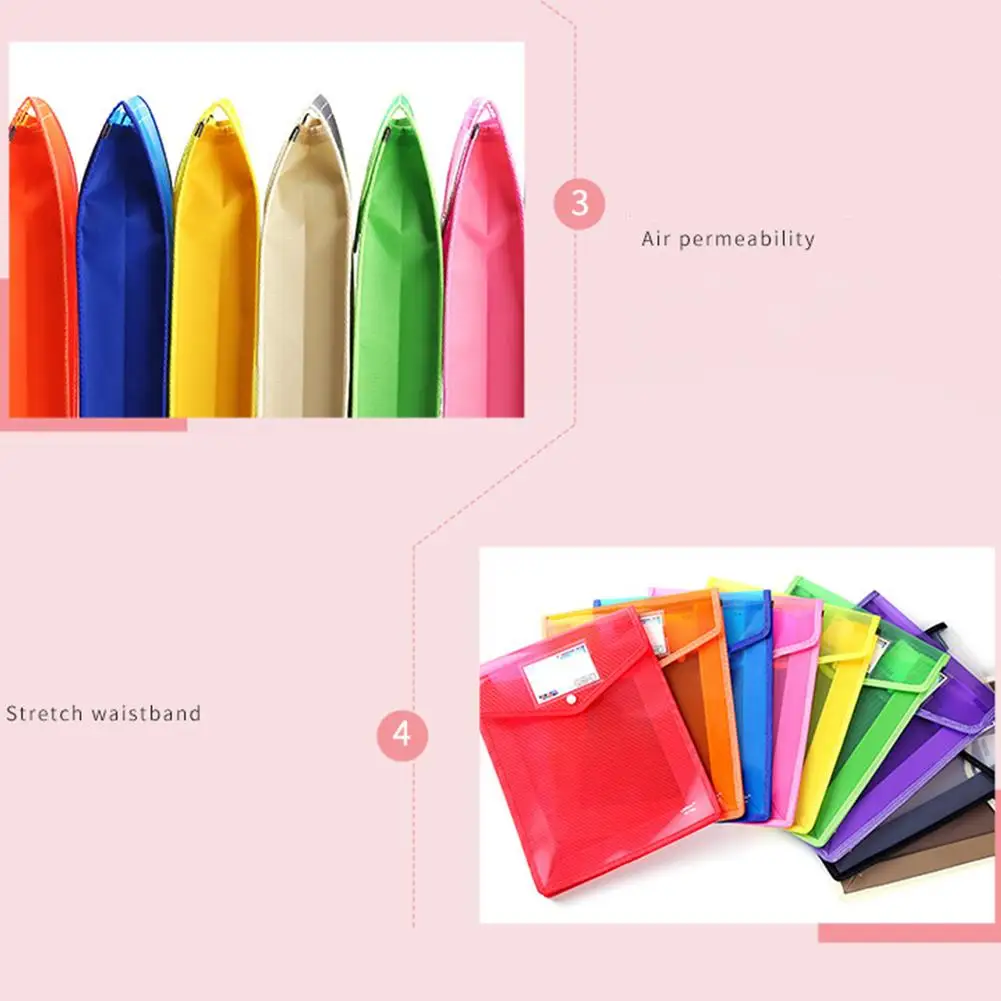 Bolsa de Archivo de Documentos A5 con cierre a presión carpeta de archivos de gran capacidad impermeable multicolor para la Oficina de la escuela