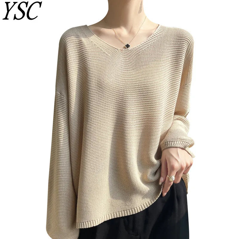 

New models Women Fine imitation flax sweater Long sleeved Loose fitting style Ultra fine fabric Breathable in summer pullover