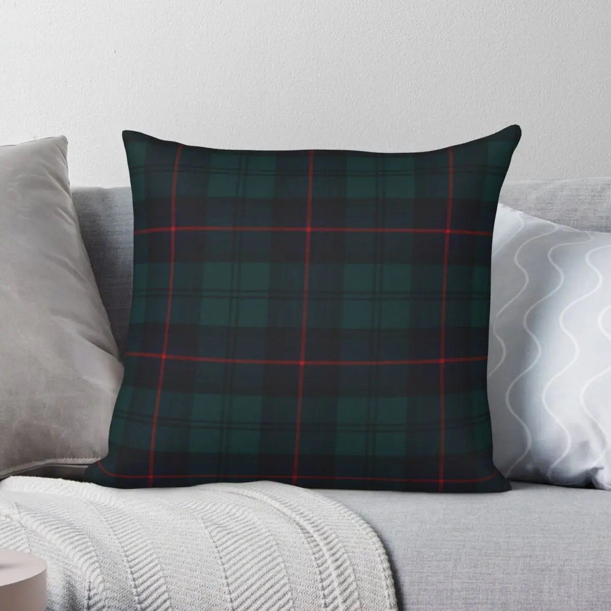 Armstrong Scottish Tartan Square Pillowcase Polyester Linen Velvet Creative Zip Decorative Bed Cushion Cover 18