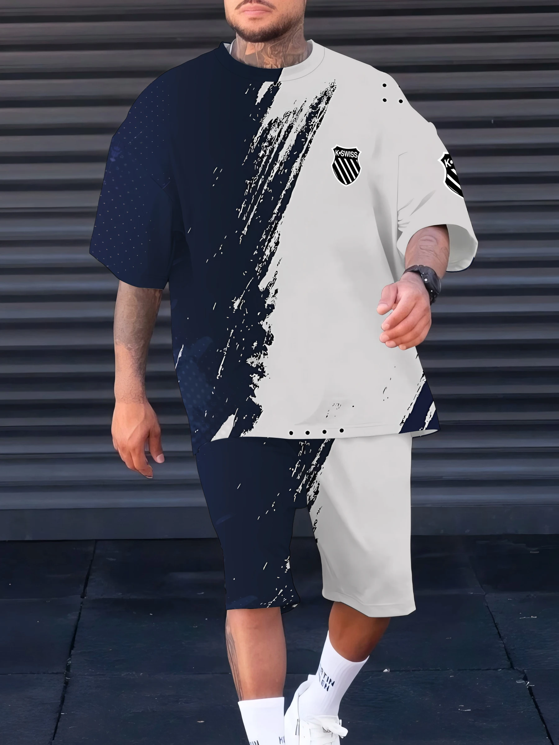 

Summer 2025 new men's suit 3D printed casual and fashionable outdoor men's wear