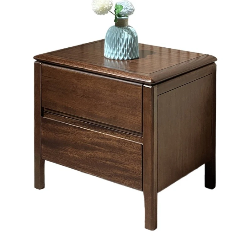 

Modern minimalist home bedroom walnut bedside table all solid wood minimalist locker