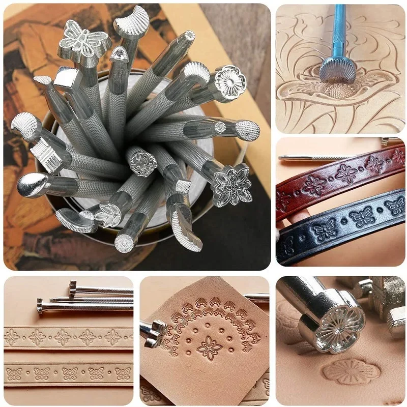 Leather Working Saddle Making Tools Vintage Tools DIY Leather Craft Stamps Special Shape Printing Stamping for DIY Art Working