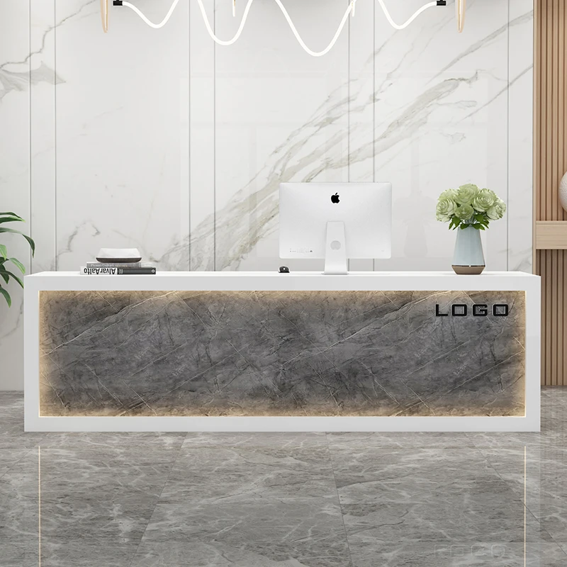 Mostradores de recepción de lujo japoneses, decoraciones, mostrador de cajero, escritorios de recepción, salón de belleza, destilación de oficina, muebles de moda