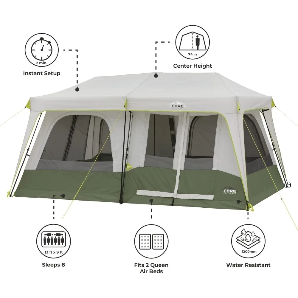 Tente de cabine instantanée pour la famille, tente pop-up, tente multi-pièces, organisation pour l'extérieur, accessoires de camping