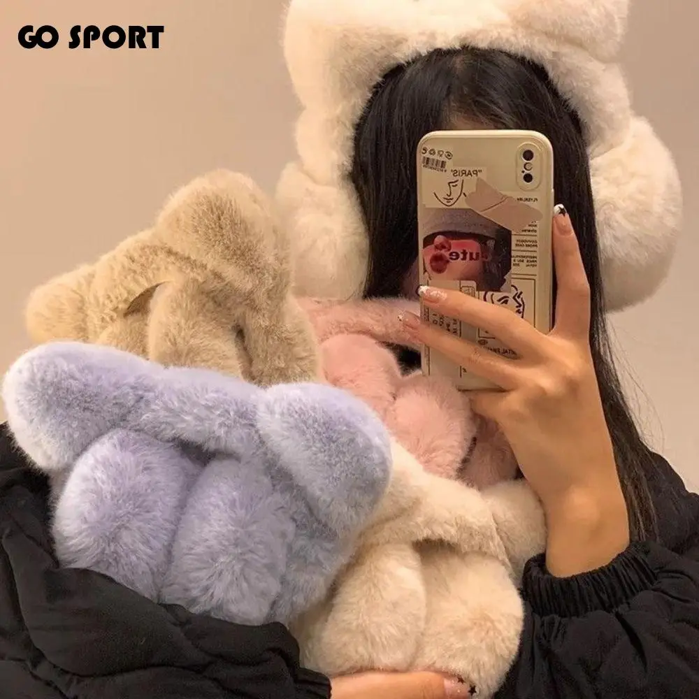 

Soft Faux Fur Cat Ear Earmuffs Thermal Thicken Winter Ear Cover Keep Warm Cartoon Plush Earflap Student