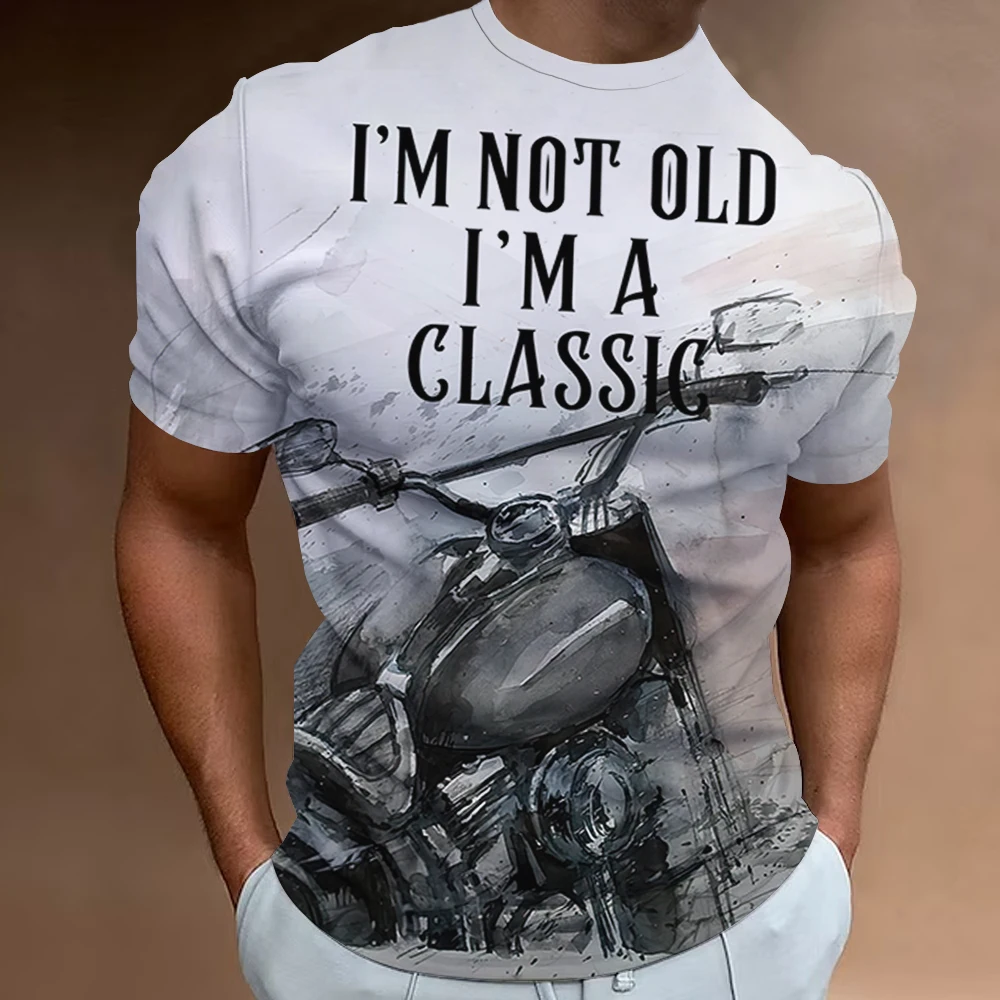 Vintage Motorcycle T-shirt Men 3D Car Print Short Sleeve Tops Street Ride Biker T Shirt For Mens T Shirt Oversized Tee Shirt Man