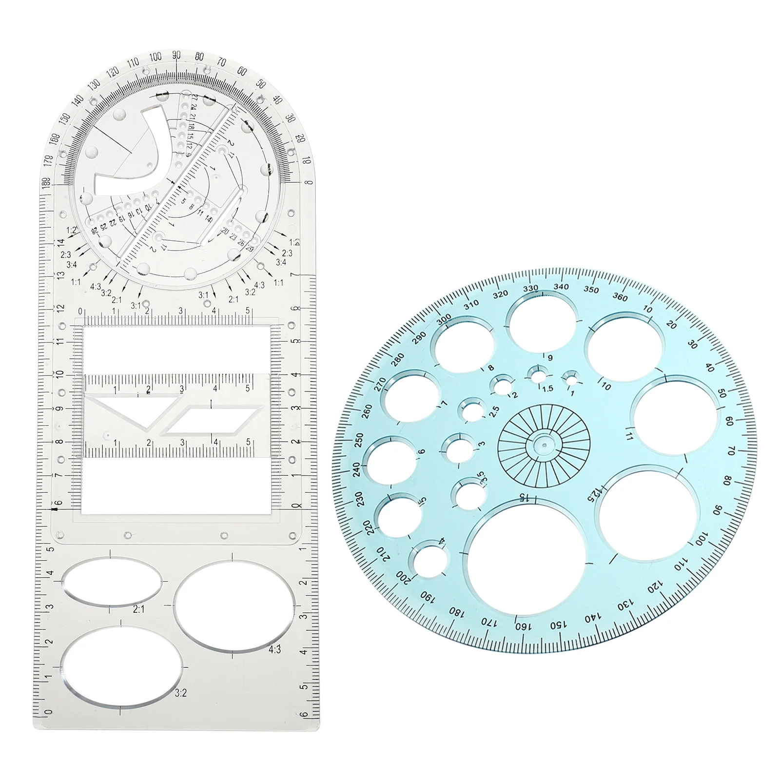 1Set Multifunctional Geometric Drawing Ruler Set Precise Protractor Measuring Tool for Students Office School Use Drawing