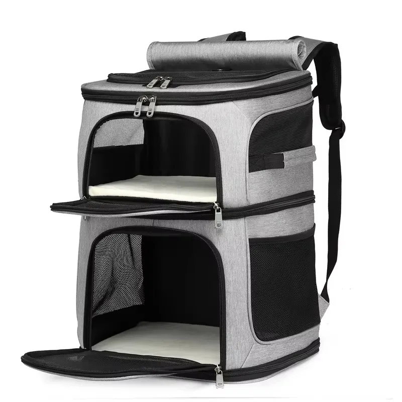 FurStarSTLFCustomization Factory Direct Sale Weekend Pet Backpack Oxford Large Double Cat Backpack Carrier Outdoor Dog Cat Carri